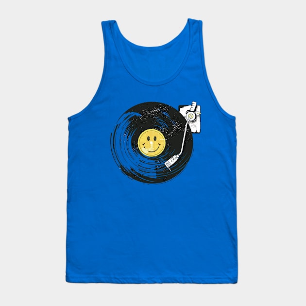 Happy Hardcore Vinyl Record Deck Acid House Ravers Tank Top by RuftupDesigns